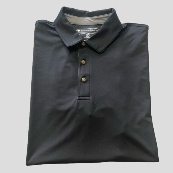 NWOT Pebble Beach Dry-Luxe Performance Black Golf Polo Shirt - Picture 1 of 9